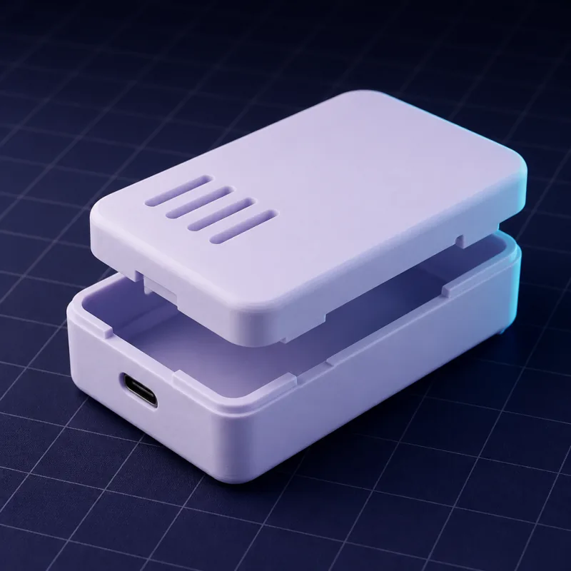 Snap-fit electronics enclosure, generated with SpeakCAD